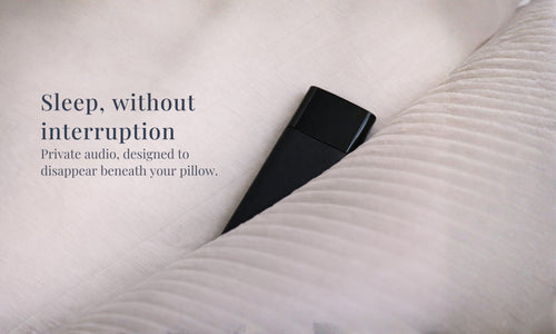 Under-pillow sleep speaker by Lullé (Lulle) providing private audio for uninterrupted sleep without disturbing others